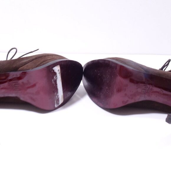 LIU JO Women's Brown Suede Shearling Fur Platform Lace Up High Ankle Boots Sz 37 - Picture 9 of 10